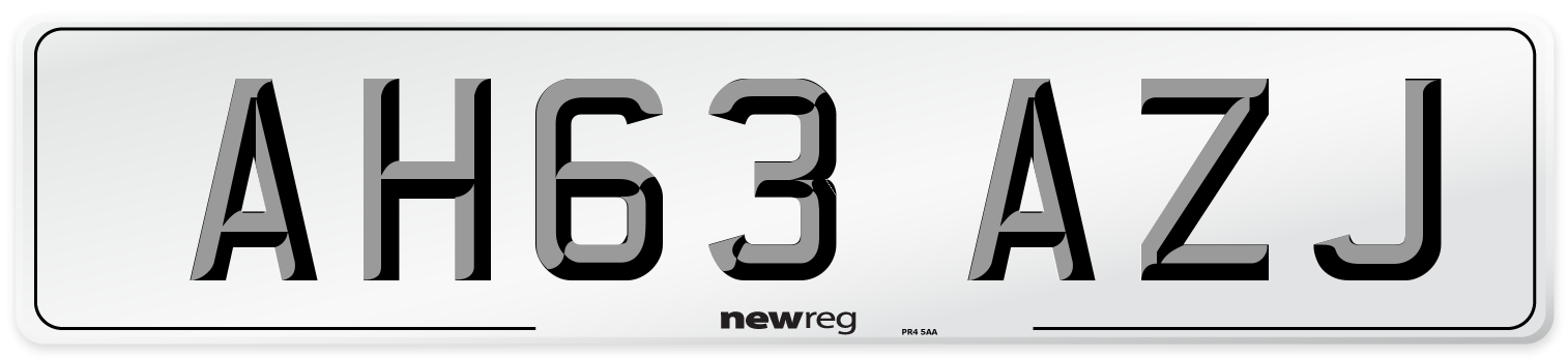 AH63 AZJ Number Plate from New Reg
